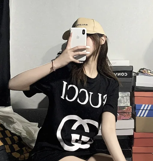 Premium Gucci Kurzarm-Logo-Kollektion aus weißer Baumwolle