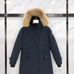 Hochwertige Canada Goose Mäntel Blau Polyester Stickerei Luxus