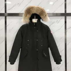 Meistverkaufte Canada Goose Mäntel Schwarz Polyester Stickerei Luxus