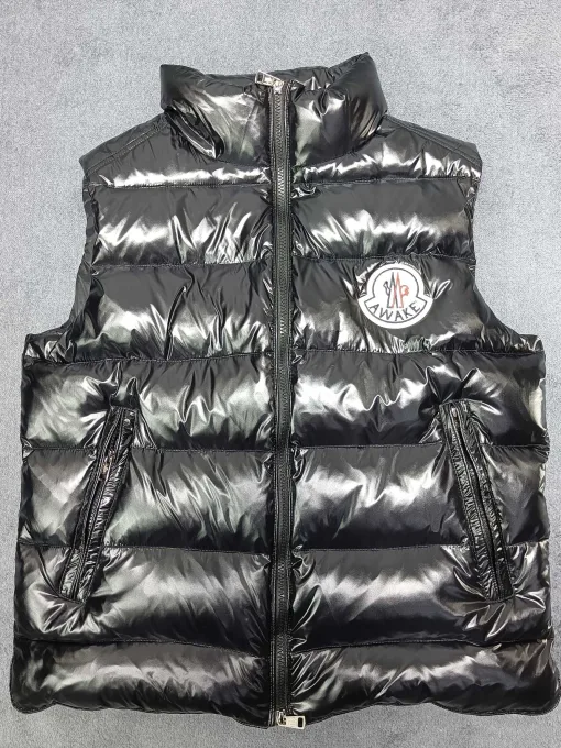 Luxuriöses ärmelloses Moncler-Logo im schwarzen Nylon-Stil