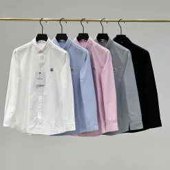 Luxus Moncler Langarmshirt aus weißer Baumwolle, klassische Kollektion