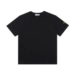 Hochwertiges Stone Island T-Shirt Black Cotton Washed Collection