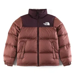 Premium Qualität The North Face Daunenjacke Braun Nylon Stickerei Stil