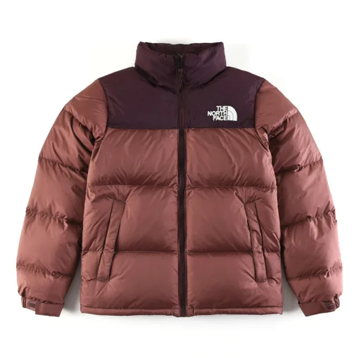 Premium Qualität The North Face Daunenjacke Braun Nylon Stickerei Stil
