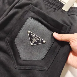 Hochwertige Prada Hose Schwarz Baumwolle Casual Luxury