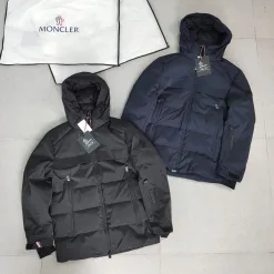 Hochwertige Moncler Jacken Schwarz Fleece Logo Style