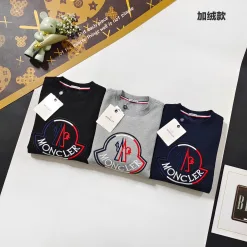 Premium Moncler Sweatshirts Schwarz Fleece Bestickt Luxus