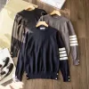 Luxus Thom Browne Pullover Weiße Wolle Klassischer Luxus