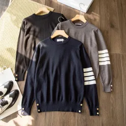 Luxus Thom Browne Pullover Weiße Wolle Klassischer Luxus
