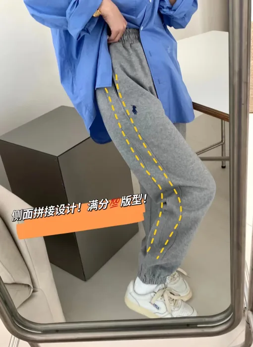 Premium Ralph Lauren Jogginghose aus schwarzem Fleece mit Stickerei