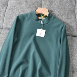 Premium Qualität HermS Langarm Schwarz Fleece Casual Luxus