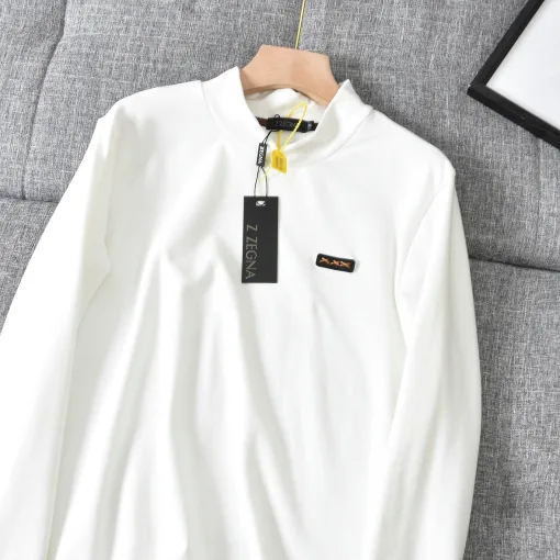 Premium Zegna Langarm Schwarz Fleece Casual Style