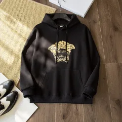 Luxus Versace Sweatshirts Schwarz Baumwolle Luxus