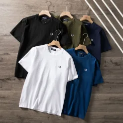 Bestseller Fred Perry Kurzarm Schwarz Baumwolle Solid Kollektion