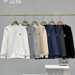 Premium Ami Sweatshirts Schwarz Baumwolle Bestickt Luxus