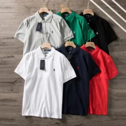 Luxus Ralph Lauren Kurzarmhemden Schwarz Baumwolle Klassischer Stil