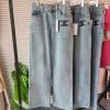 Luxus Celine Straight-Leg Hose Denim Bestickt Luxus
