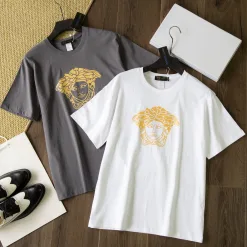 Bestseller Versace T-Shirt Graue Baumwollkollektion