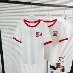 Hochwertiger Miu Miu Kurzarm-Baumwoll-Logo-Stil