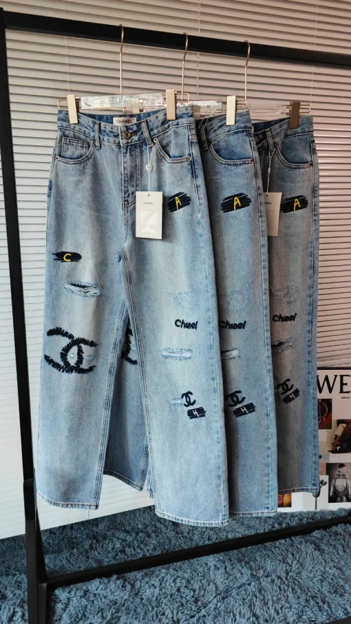 Luxus-Jeans von Chanel aus blauer Baumwolle, Vintage-Kollektion