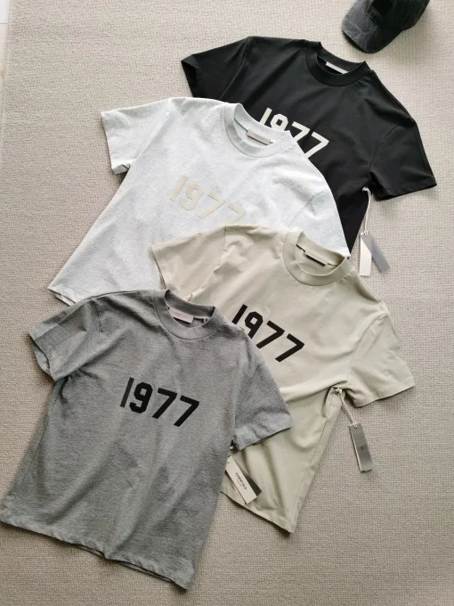 Premium Fear Of God Kurzarm-Kollektion aus schwarzer Baumwolle mit Print