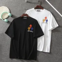 Meistverkaufte Chrome Hearts Kurzarm Schwarz Wolle Bestickt Luxus