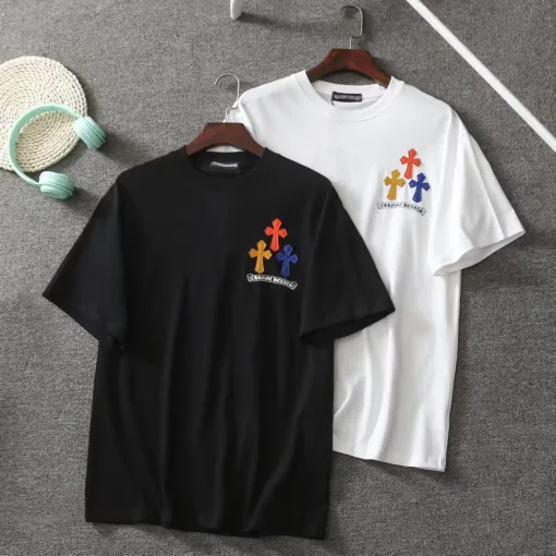 Meistverkaufte Chrome Hearts Kurzarm Schwarz Wolle Bestickt Luxus