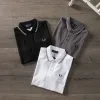 Premium Qualität Fred Perry Kurzarmhemden Navy Baumwolle Klassisch Luxus