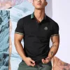 Premium Moncler Kurzarm Grün Baumwolle Gestreift Kollektion