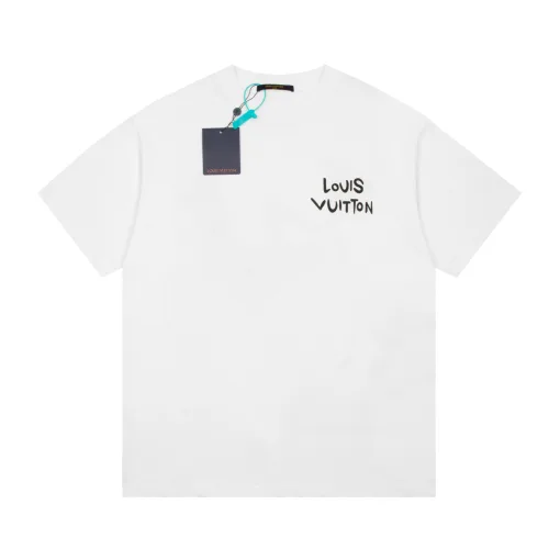 Premium Louis Vuitton Kurzarm Baumwolle Casual Luxury
