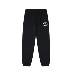 Hochwertige Chanel-Hose aus schwarzer Baumwolle mit Print