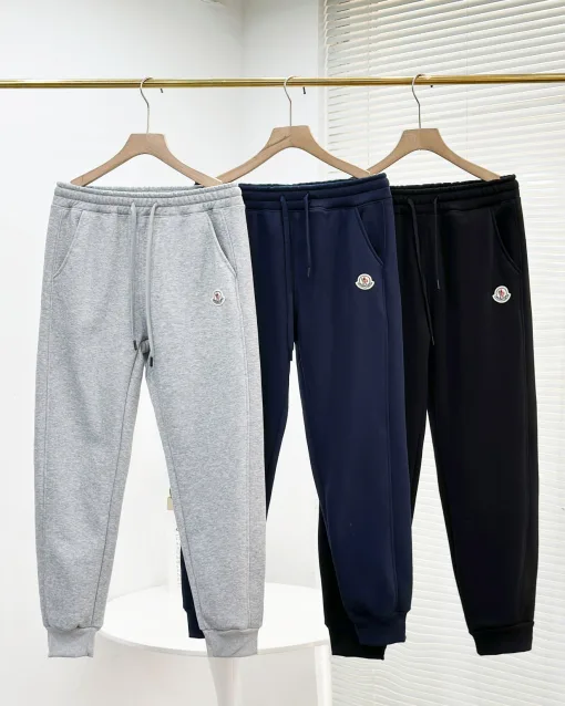 Premium Moncler Jogginghose Silber Fleece Monogramm Stil