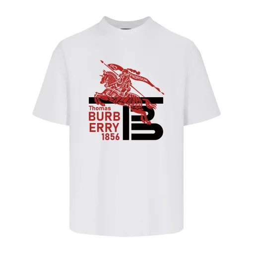 Luxus Burberry Kurzarm Weiß Baumwolle Washed Style