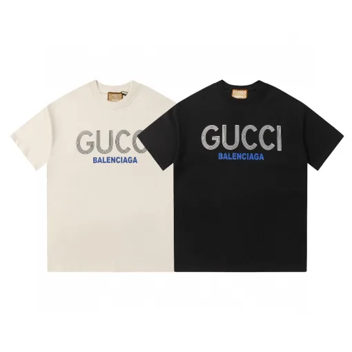 Hochwertige Gucci Kurzarm Schwarz Logo Luxus