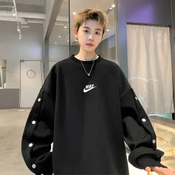 Premium Qualität Nike Sweatshirts Schwarz Baumwolle Casual Luxus