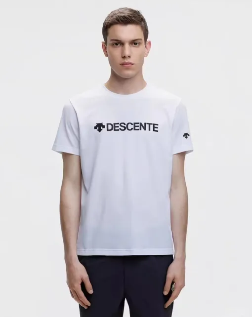 Premium Qualität Descente Kurzarm Schwarz Baumwolle Logo Kollektion