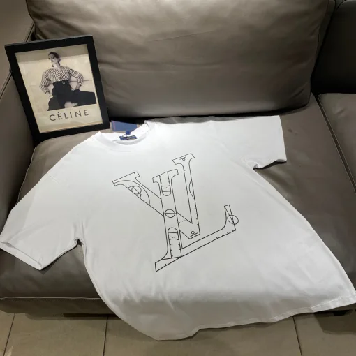 Meistverkaufte Louis Vuitton Kurzarm Schwarz Baumwolle Atmungsaktiv Stil