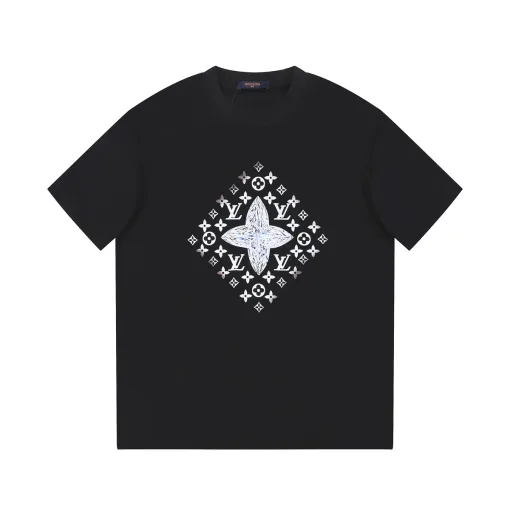 Premium Louis Vuitton Kurzarm Weiß Print Luxus