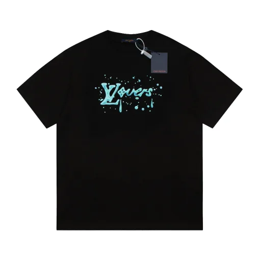 Premium Louis Vuitton Kurzarm Blau Baumwolle Casual Luxury