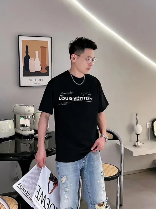 Luxus Louis Vuitton Kurzarm Baumwolle Klassischer Stil