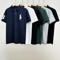 Hochwertiges Ralph Lauren Kurzarm-Shirt aus schwarzer Baumwolle mit Stickerei