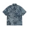 Hochwertiges Louis Vuitton Kurzarmhemd Blue Denim Print Luxus