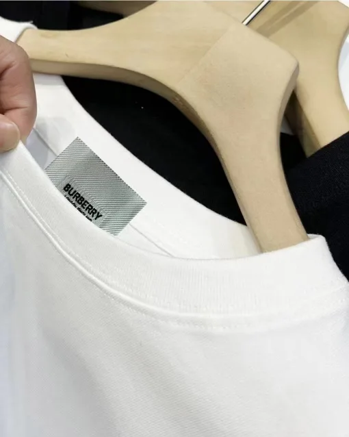 Premium Burberry Kurzarm Schwarz Baumwolle Klassisch Luxus
