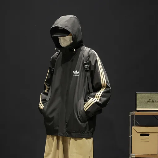 Luxus Adidas Mantel Schwarz Classic Style