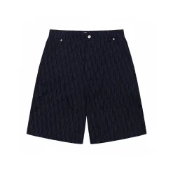 Hochwertige Dior Shorts im Jacquard-Stil aus marineblauem Leder