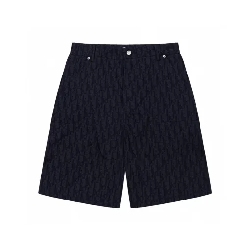Hochwertige Dior Shorts im Jacquard-Stil aus marineblauem Leder