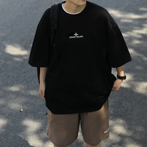 Luxus-Kollektion mit kurzen Ärmeln aus weißer Baumwolle von Stone Island