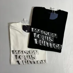 Luxus Louis Vuitton T-Shirts Schwarz Baumwolle Klassischer Luxus