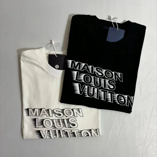 Luxus Louis Vuitton T-Shirts Schwarz Baumwolle Klassischer Luxus