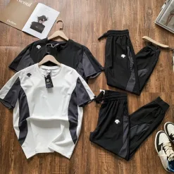 Premium Qualität Descente Kurzarmhemd Schwarz Casual Luxury